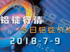 2018-7-9鋁錠行情：上海等各地今日鋁價鋁錠價格